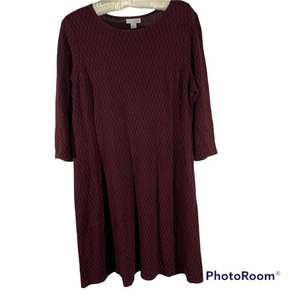 J. Jill Sweater Dress Size Medium Petite Burgundy Diamond Pattern Ponte Knit - Picture 3 of 6